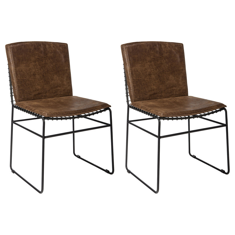 Hedon Metal Dining Side Chair Antique Brown
