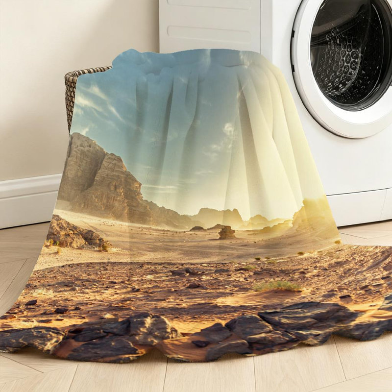 Jeté transparent en flanelle de polaire ultra douce, impression du désert du Wadi, Jeté 30 po x 40 po