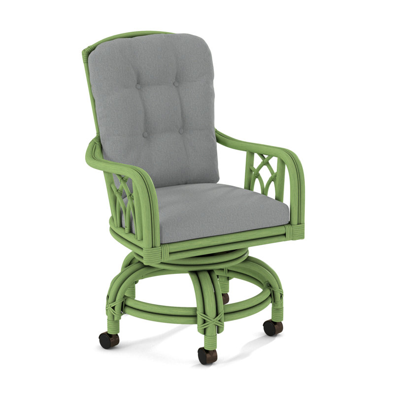 Edgewater Castered Arm Chair, Black, Light Blue Performance Fabric; 0851-55