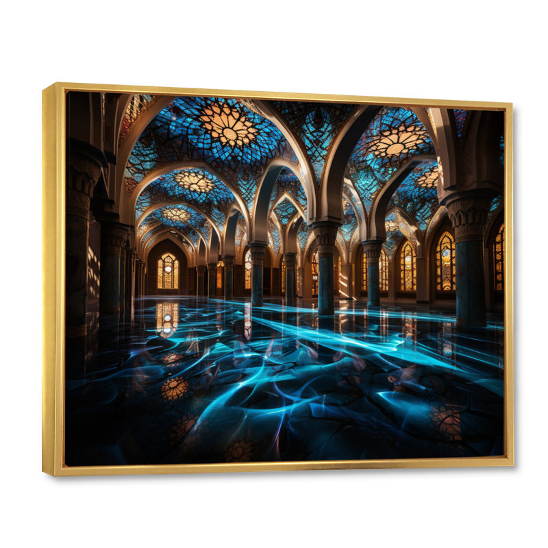 «Mosquée de l'Islam», reproduction d'art, H 34 po x l 44 po x P 1,5 po, Cadre flottant doré
