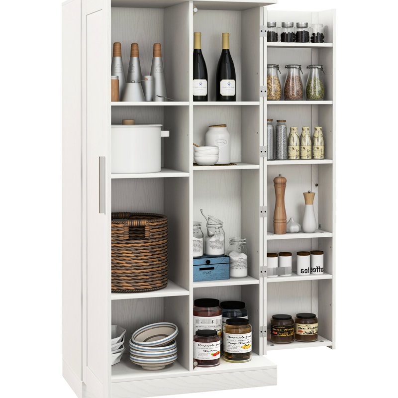 Armoire de cuisine 63 po, 14 avec 2 portes, 2 tablettes réglables, blanc, idéale pour le salon et la salle à manger
