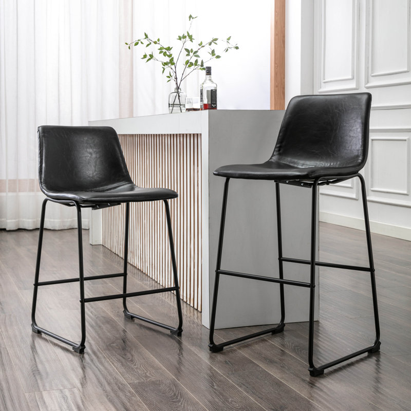 Tabouret Kaylee, Noir, Tabouret de comptoir (siège d'une hauteur de 26 p