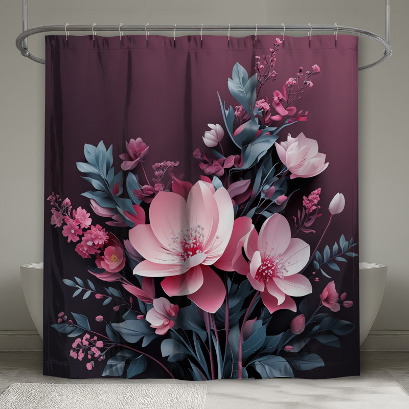 Rideaux de douche en papier rose, L 70 po x H 72 po