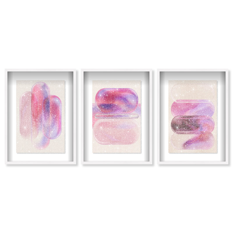Rose Topaz Set Set by Oliver Gal, 55.5"H x 37.5"W, White Shadowbox