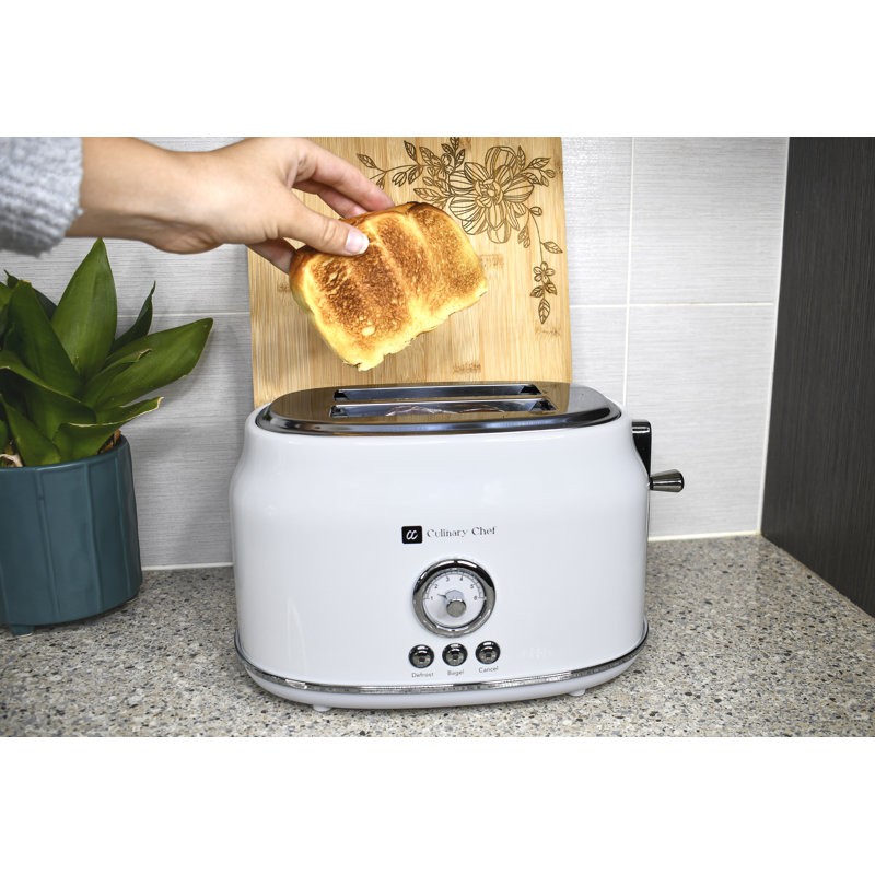 Chef culinaire, grille-pain 2 tranches, design rétro, Blanc