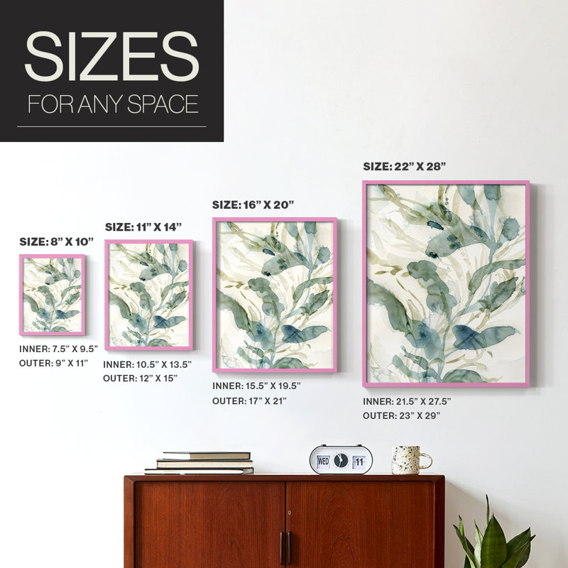 Underwater Botany III, reproduction encadrée - bois massif, H 15 po x l 12 po, Rose