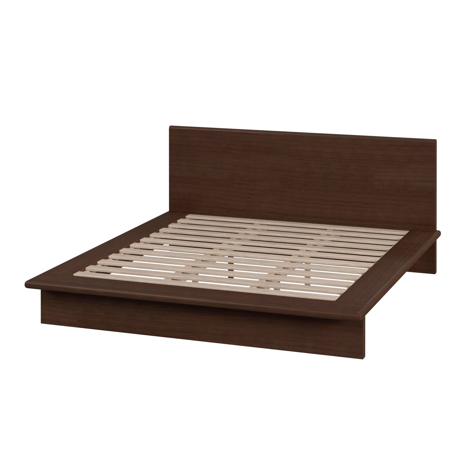Soleil Wood Platform Bed, King, Brown