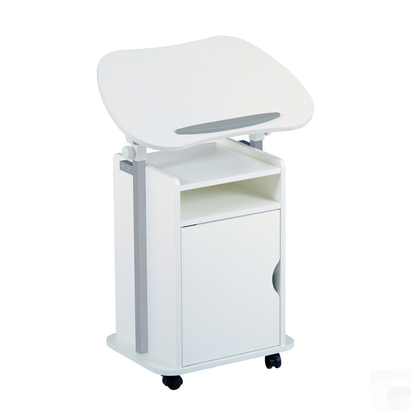 Chariot pour ordinateur portable ajustable avec rangement, idéal pour les espaces de travail ergonomiques et organisés