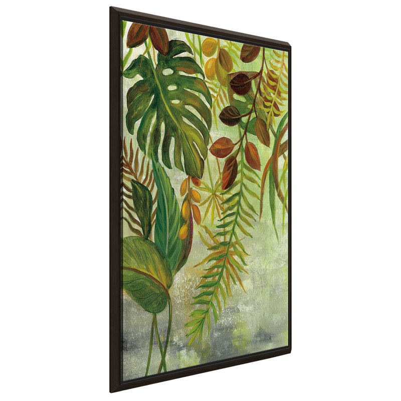 «Tropical Greenery I» par Silvia Vassileva - Peinture, H 33,5 po x l 21,5 po x P 2 po, Cadre flottant espresso
