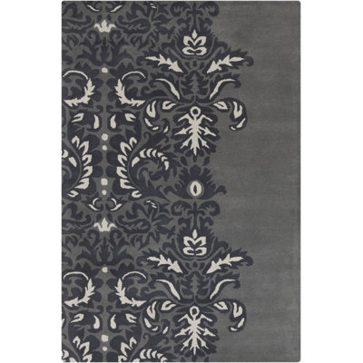 Allie Authentic Hand-Tufted Handmade Black, Ivory, Charcoal Oriental Wool Area Rug