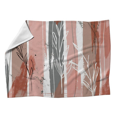 Jeté en molleton à motif floral abstrait Plants - Jetés floraux pour canapés ou lits