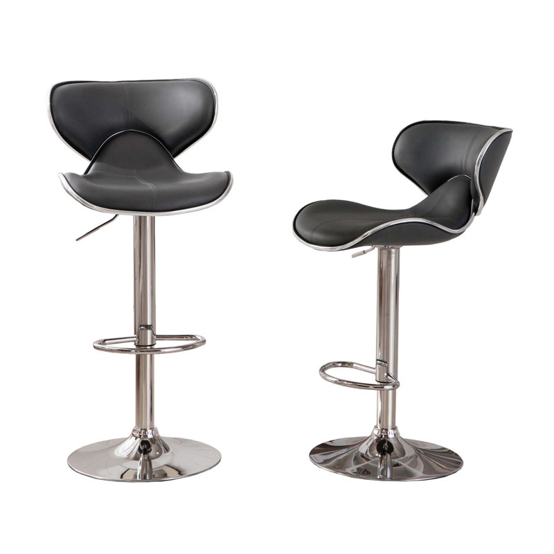 Tabouret de bar pivotant réglable Masaccio Airlift avec base chromée et siège en similicuir moelleux, ensemble de 2, Gris