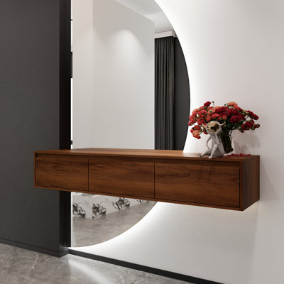 Meuble-lavabo flottant de 60 po au fini ébène brun, tiroirs à fermeture en douceur (meuble-lavabo seulement, sans lavabo)