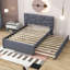 Lit plateforme tapissier avec couchette Elerte-566375482-566375428