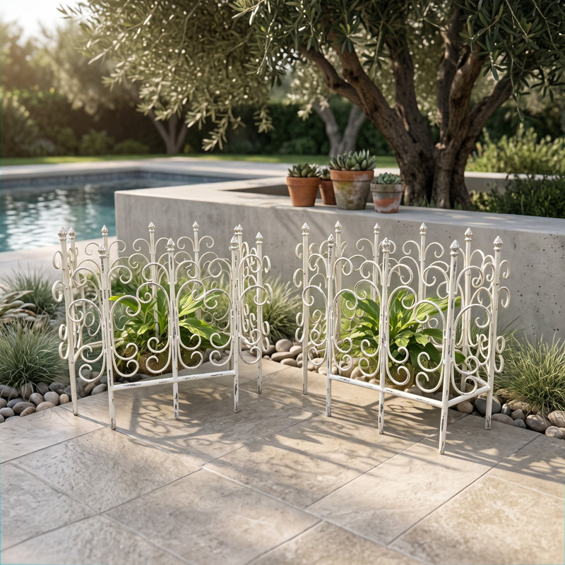 Ensemble de clôture de jardin en fer 4 pièces d'inspiration rétro pour bordures de chemin, parterres de fleurs et décoration extérieure