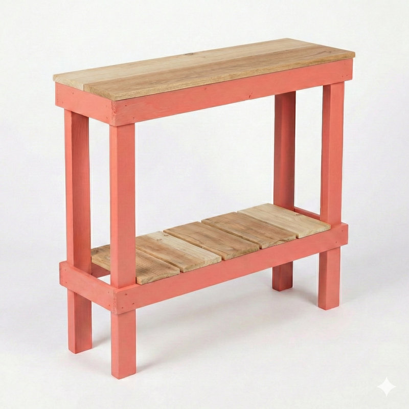 Table de canapé Topher, Brun / corail