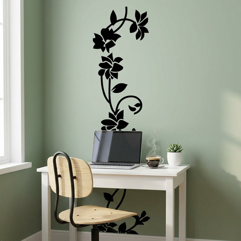 Décalcomanie murale Plants & Flowers Rattan Flower - Non-Wall, H 80 po x l 22 po, Orange