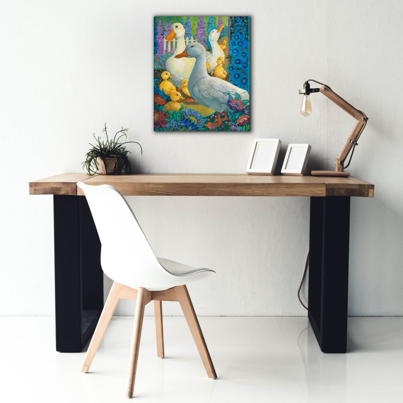 «Red Duck Crossing» par David Galchutt, art mural rouge sur toile