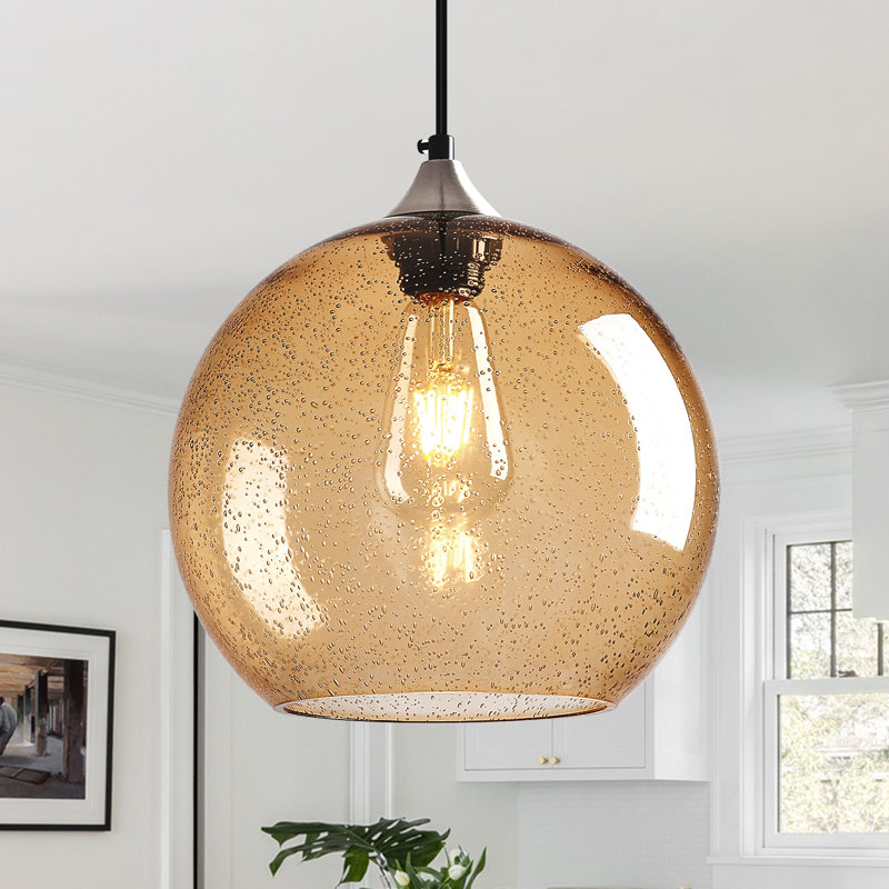 Aarunya 1 - Light Single Pendant Kitchen Island Lighting Globe Pendant Light Fixtures Modern Pendant Lighting, Coffee