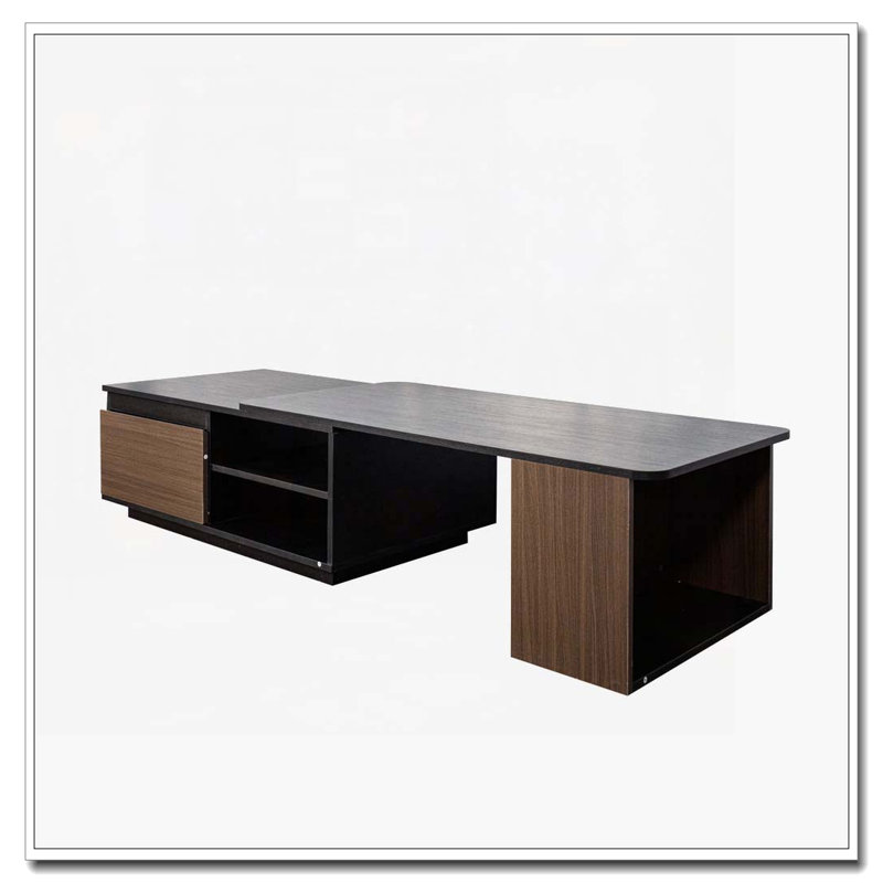 Table basse extensible, table basse en bois réglable en longueur avec 2 tiroirs de rangement