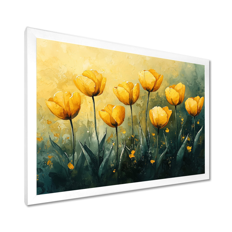 Aquarelle, tulipes, bouquet de fleurs d'été IV - tulipes, art mural, Reproduction encadrée d'une seule photo, Blanc