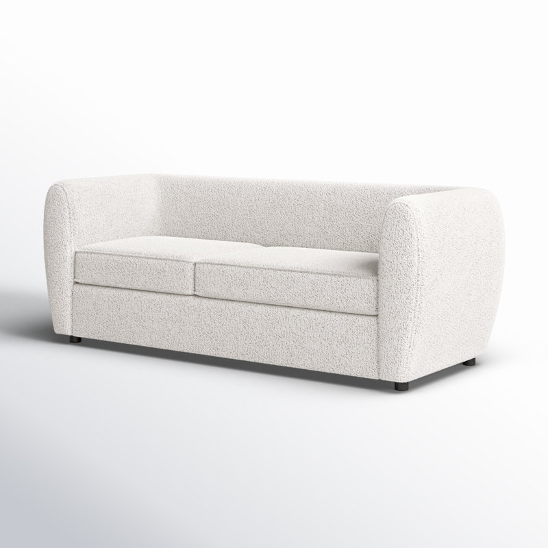 Canapé à accoudoirs arrondis 86,5 po Celal, 100 % polyester blanc cassé