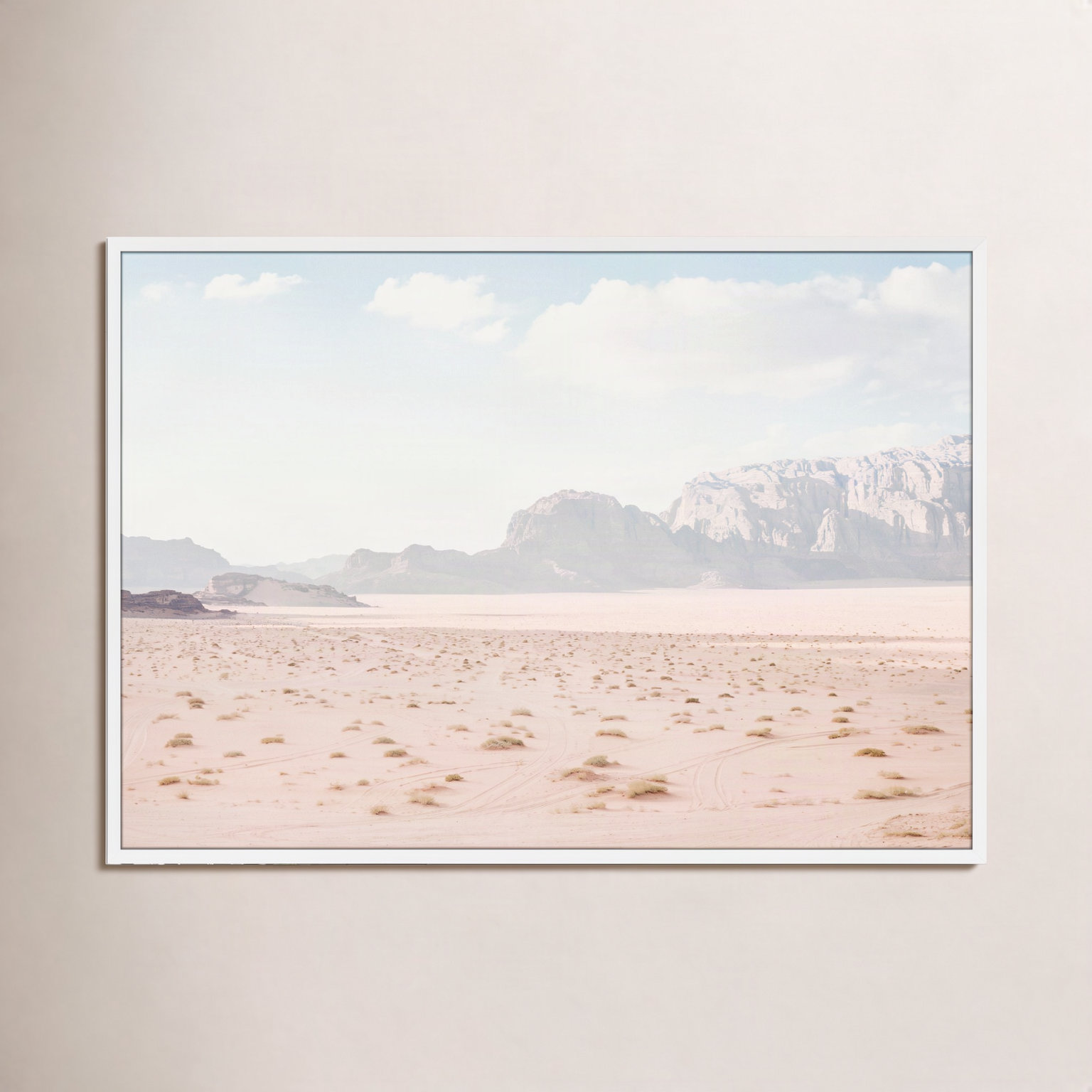 Tire Tracks "Tire Tracks" Print, 41.5" W x 29.5" H, Satin White Framed