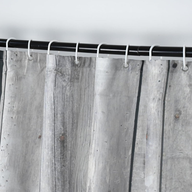 1PC Goat and Gray Rustic Wooden Board Waterproof Shower Curtain with 12 Hooks, 152.4cm H x 198.12cm W