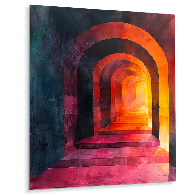 «Yellow Green Tunnel Vision», reproduction d'art mural, Sans cadre, métal, H 30 po x l 40 po