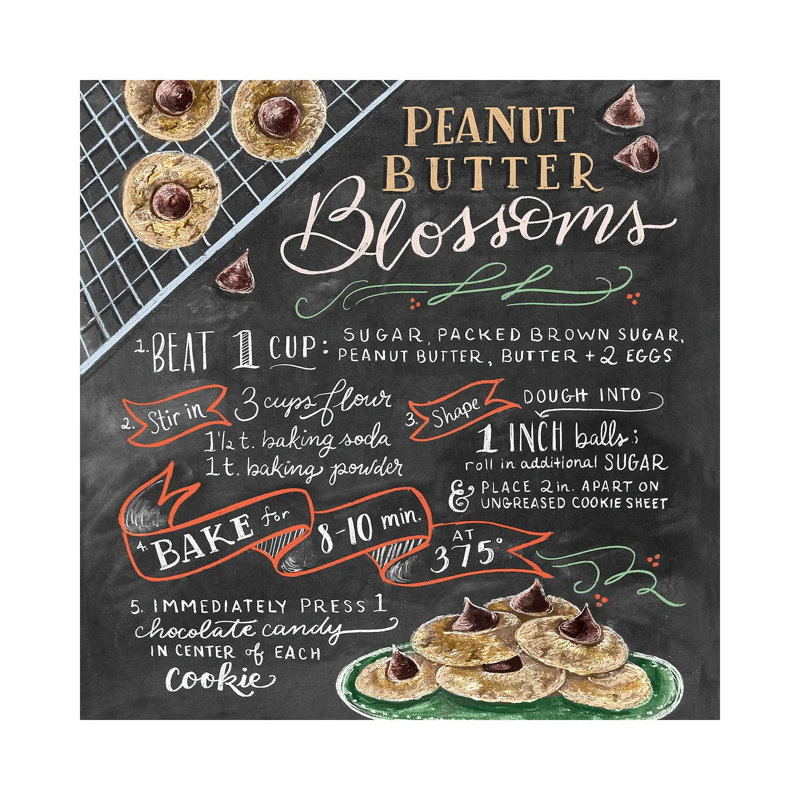 Peanutbutter Blossoms Recipe by Lily & Val - Print on Canvas, Wrapped Canvas, 30.48 cm H x 30.48 cm W