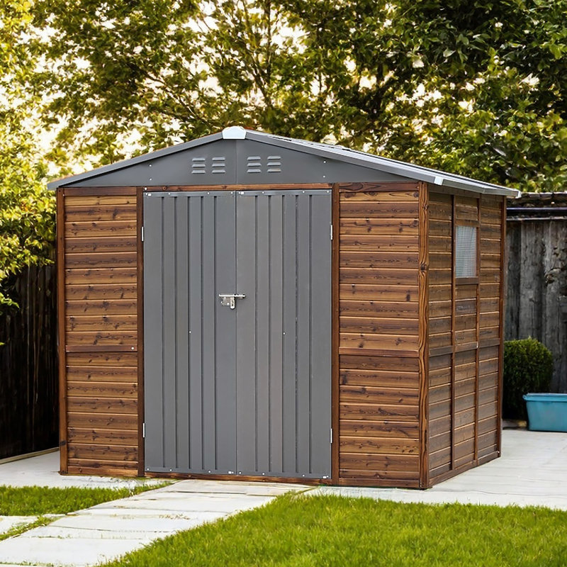Remise à outils combinée 6 * 8 pi en fer et en bois - un mélange parfait de nature et de fonctionnalité