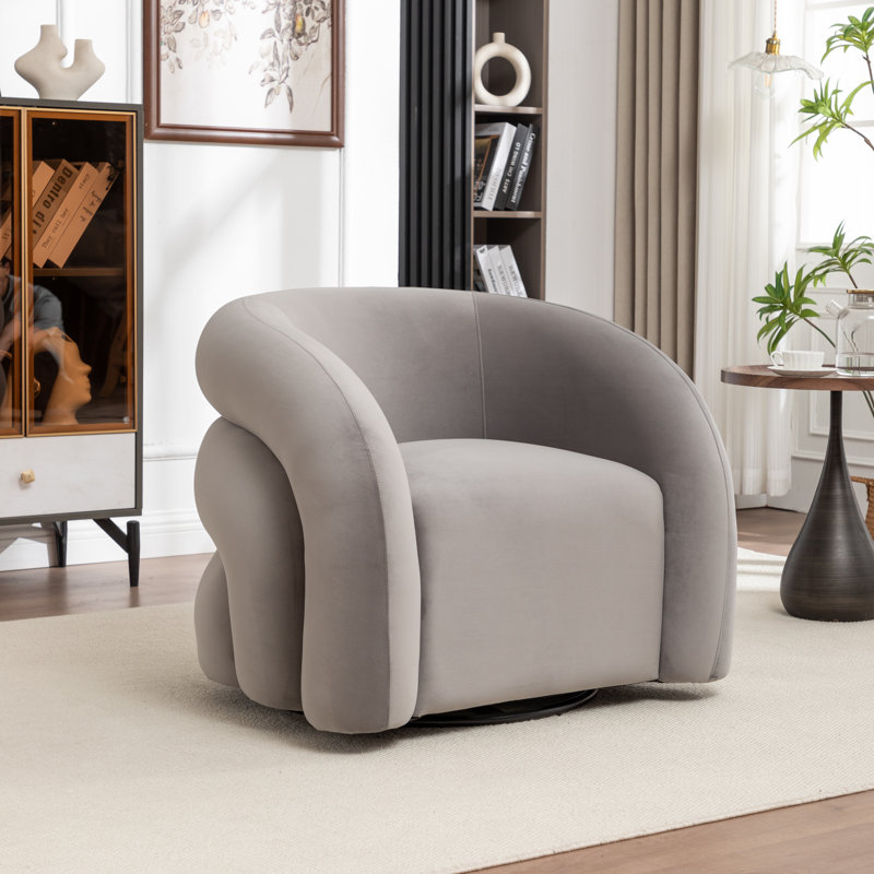 Fauteuil demi-tonneau rembourré et pivotant, Gris
