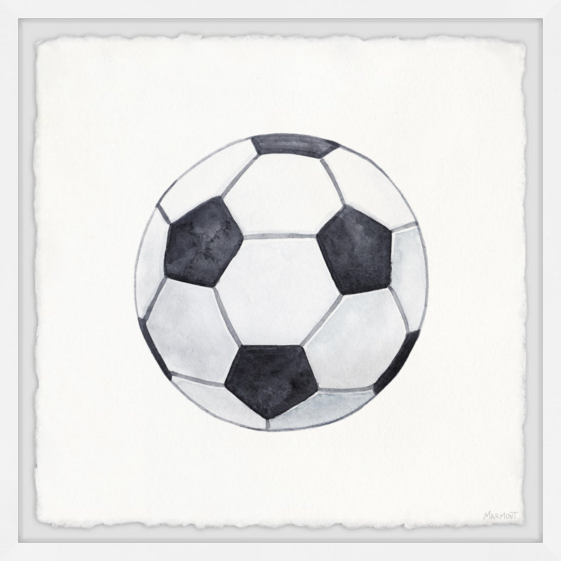 Reproduction encadrée de ballon d'entraînement de soccer Bowerbank, H 12 po x l 12 po x P 1,5 po