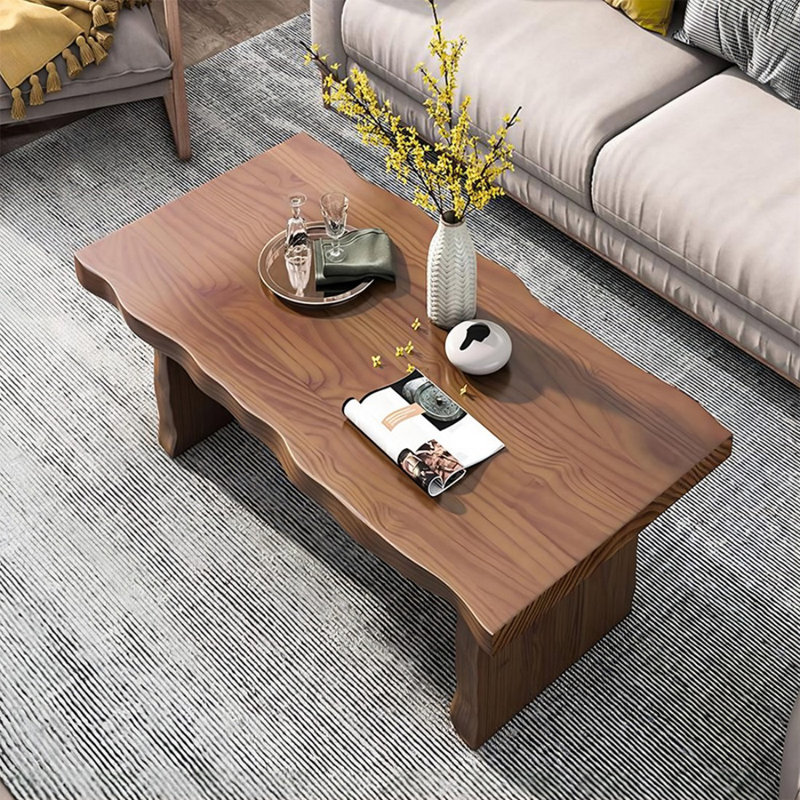 Table basse brune en bois massif, H 19,69 po x L 47,24 po x l 23,62 po