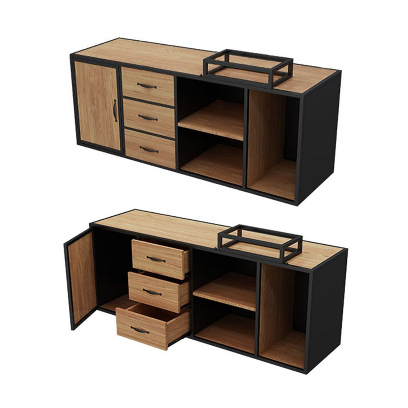 Bureau de direction en bois massif avec tiroirs Burlywood, 29.53"H*70.87"W*59.06"D, Gauche