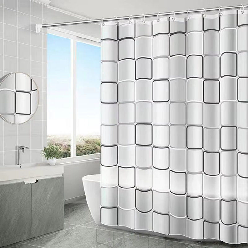 Rideaux de douche imperméables et résistants à la moisissure, écrans de salle de bain durables avec crochet, rideaux de baignoire blancs de forme carrée avec 12 anneaux en C en plastique, 70,8 po x 78,7 po