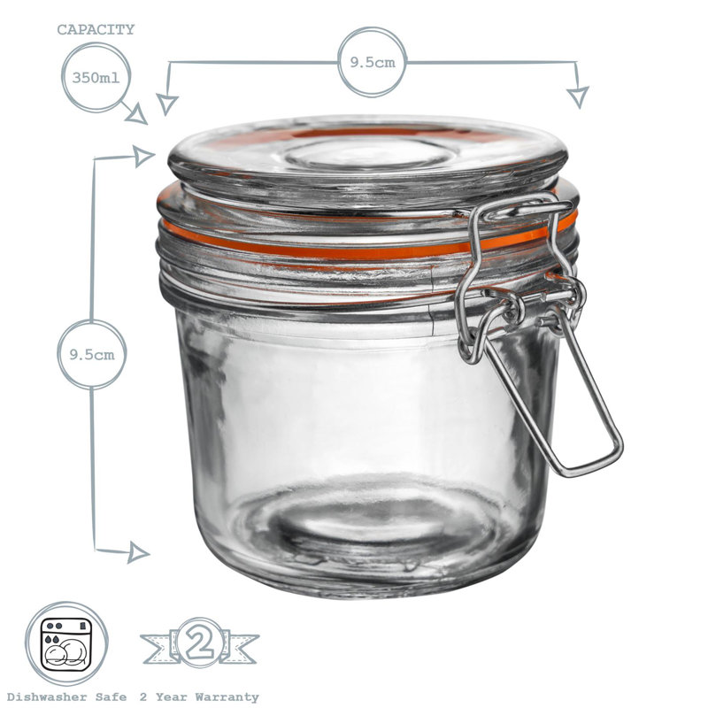 Argon Tableware - Glass Storage Jars, Clear/Orange