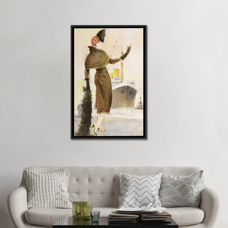 « rétro lady iii », impression sur toile, H 26 po x l 18 po x P 1,5 po, Toile avec cadre noir, Pas de tapis