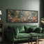 «Moody Green Forest», art mural fleurs roses, impression numérique sur toile, art numérique-111653552-111653550