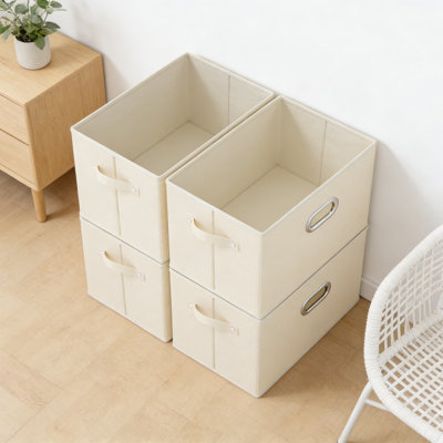 Bacs de rangement pliables en tissu avec poignées, cubes de rangement empilables en tissu pour tablettes, placard et salon, boîtes de rangement décoratives, paquet de 4