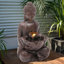 Fontaine de style zen avec lumière DEL, statue de Bouddha méditant fabriquée à la main, décor de cascade résistant aux intempéries