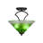 Zilo Semi-Flush 2-Bulbs Shown In Dark Granite Finish With 12" Amber Crystal Glass-32415714-32415717