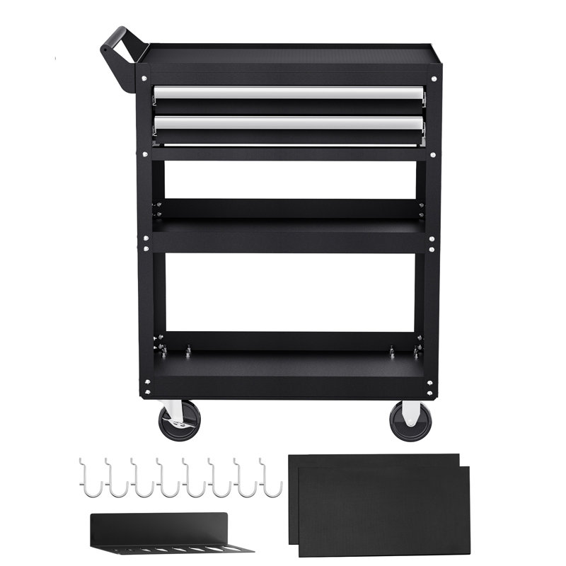 5-Tier Tool Cart on Wheels 400 lb Rolling Work Cart with Drawer & Pegboard