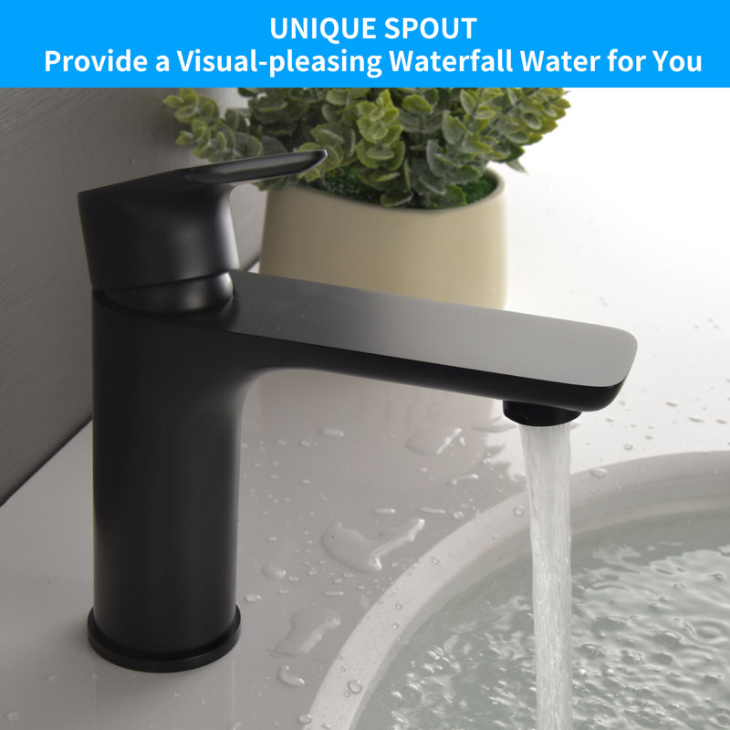 single-Handle Bathroom Faucet Set, BLACK, 6.1
