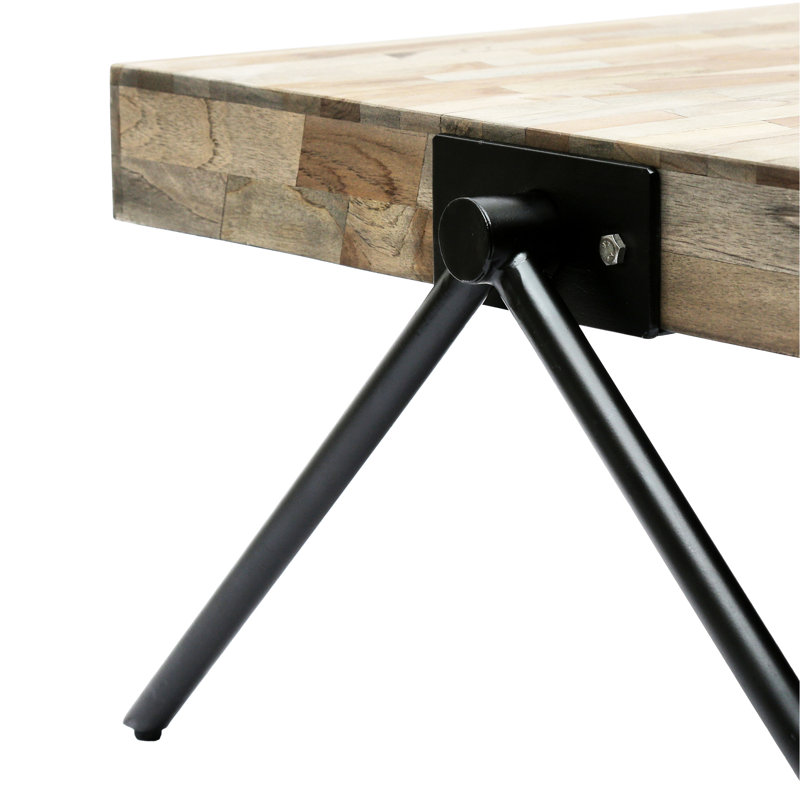 Table basse en bois de manguier, gris - Design industriel avec métal et bois robuste, largeur de produit de 27,34 po, matériaux de fabrication experte de 13,94 po, profondeur de paquet de 30,5 po