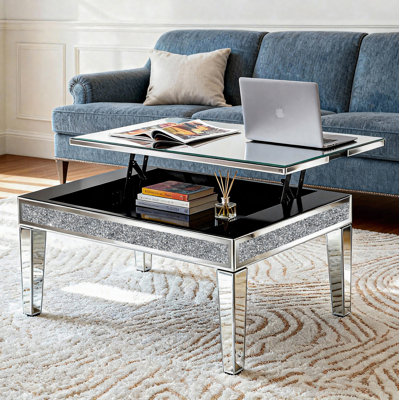 Lift Top Glass Coffee Table with Storage