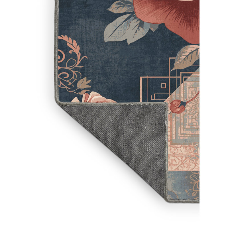 Tapis floral moelleux et doux rose et rose Florentiner, 5 x 8