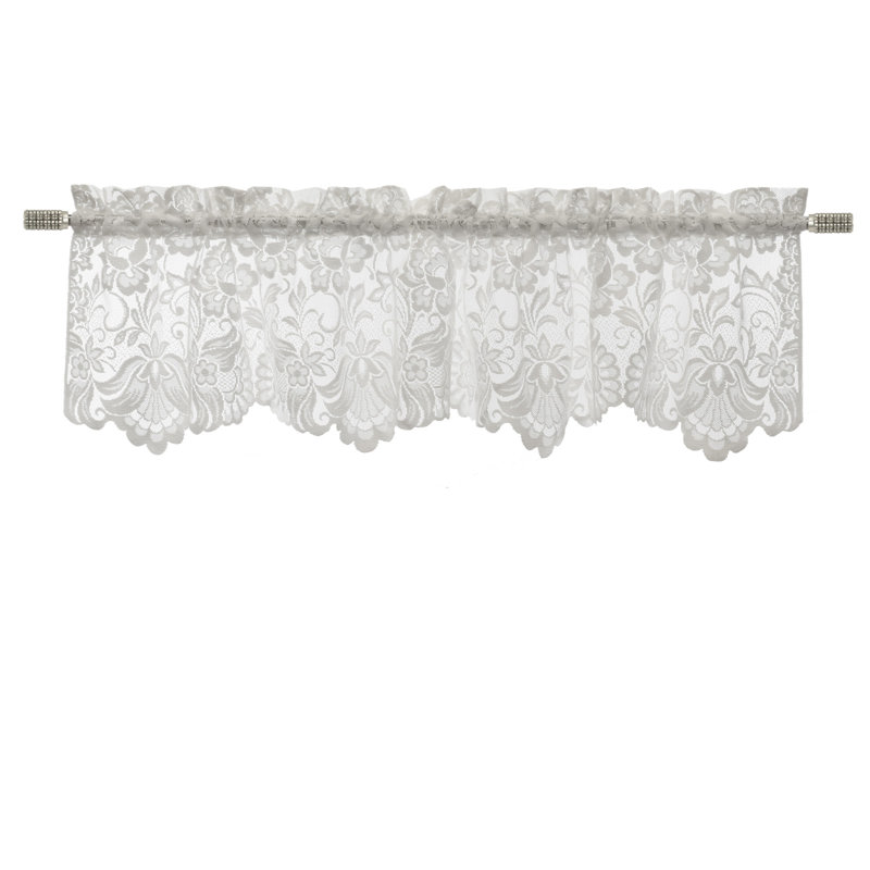 Floral Scalloped Window Valance, White