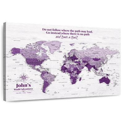 Carte du monde personnalisée «laissez un sentier»