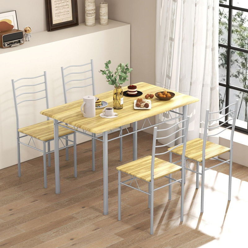 Sanno 4 - Person Dining Set, Grey, Brown